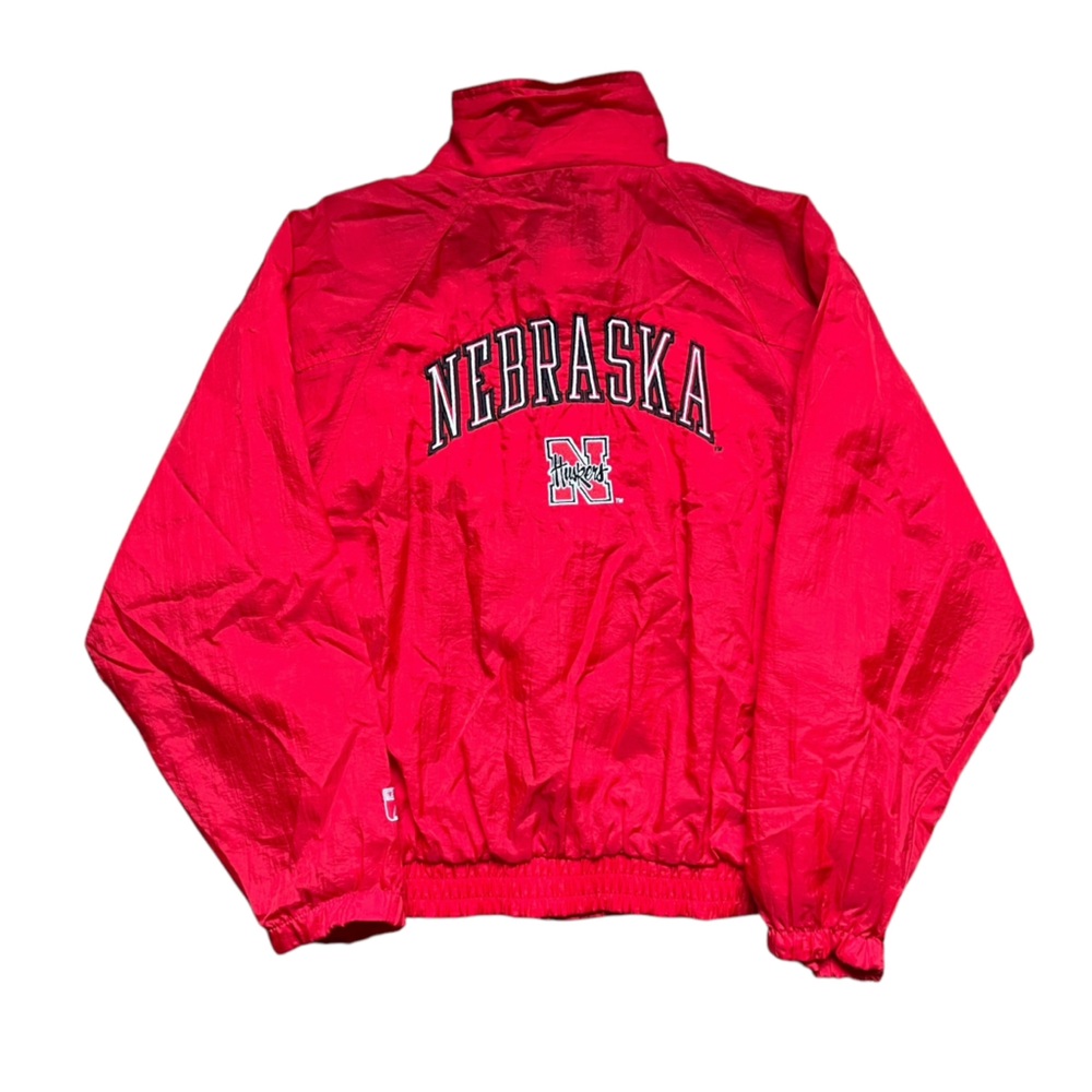 Vintage 90s Logo 7 - Nebraska Huskers Full Zip Windbreaker Jacket Red Large